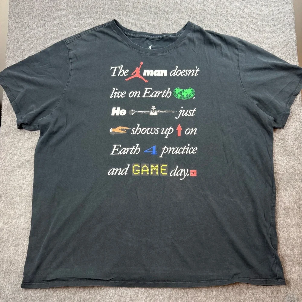 Jordan Graphic T-Shirt Men's 3XL Black Rebus Practice Game‎ Day Tee